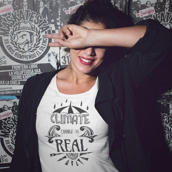 Uni-T Women's Bamboo Climate Change Awareness T-Shirt – Environmental Statement Graphic Tee "Climate Change is Real"