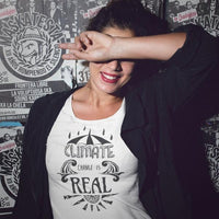 Uni-T Women's Bamboo Climate Change Awareness T-Shirt – Environmental Statement Graphic Tee "Climate Change is Real"