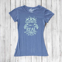 Uni-T Women's Bamboo Climate Change Awareness T-Shirt – Environmental Statement Graphic Tee "Climate Change is Real"