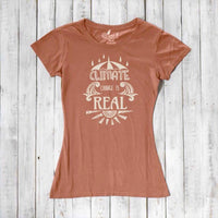 Uni-T Women's Bamboo Climate Change Awareness T-Shirt – Environmental Statement Graphic Tee "Climate Change is Real"