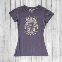 Uni-T Women's Bamboo Climate Change Awareness T-Shirt – Environmental Statement Graphic Tee "Climate Change is Real"