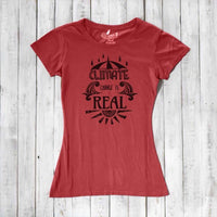 Uni-T Women's Bamboo Climate Change Awareness T-Shirt – Environmental Statement Graphic Tee "Climate Change is Real"