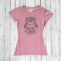 Uni-T Women's Bamboo Climate Change Awareness T-Shirt – Environmental Statement Graphic Tee "Climate Change is Real"