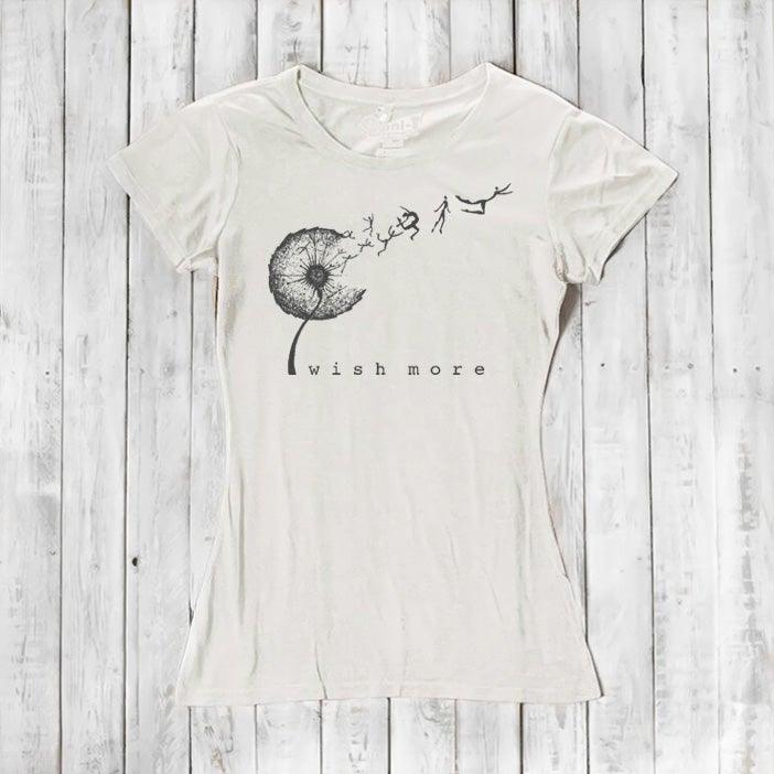 Uni-T Women’s Bamboo Dandelion T-Shirt – Inspirational Graphic Tee “Wish More”