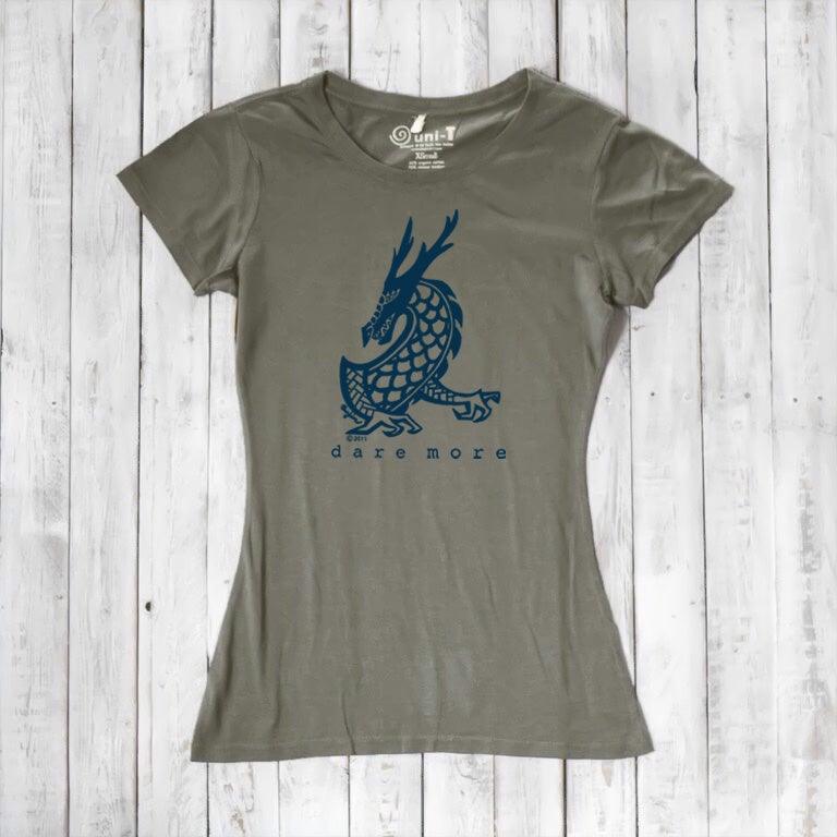 Uni-T Women's Bamboo Dragon T-Shirt – Dragon Graphic Tee "Dare More"