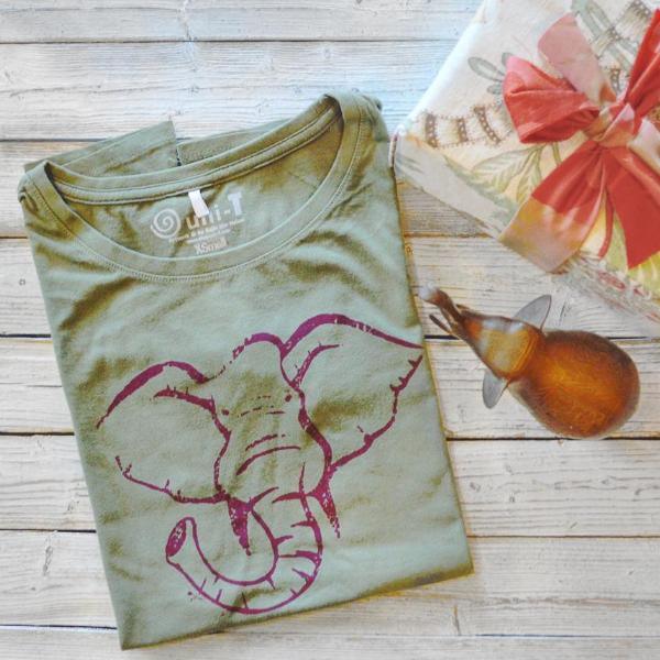 Uni-T Women’s Bamboo Organic Cotton Elephant Graphic Tee – Animal Lover Shirt