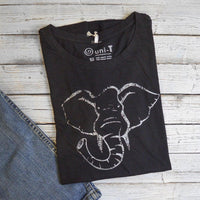 Uni-T Women’s Bamboo Organic Cotton Elephant Graphic Tee – Animal Lover Shirt