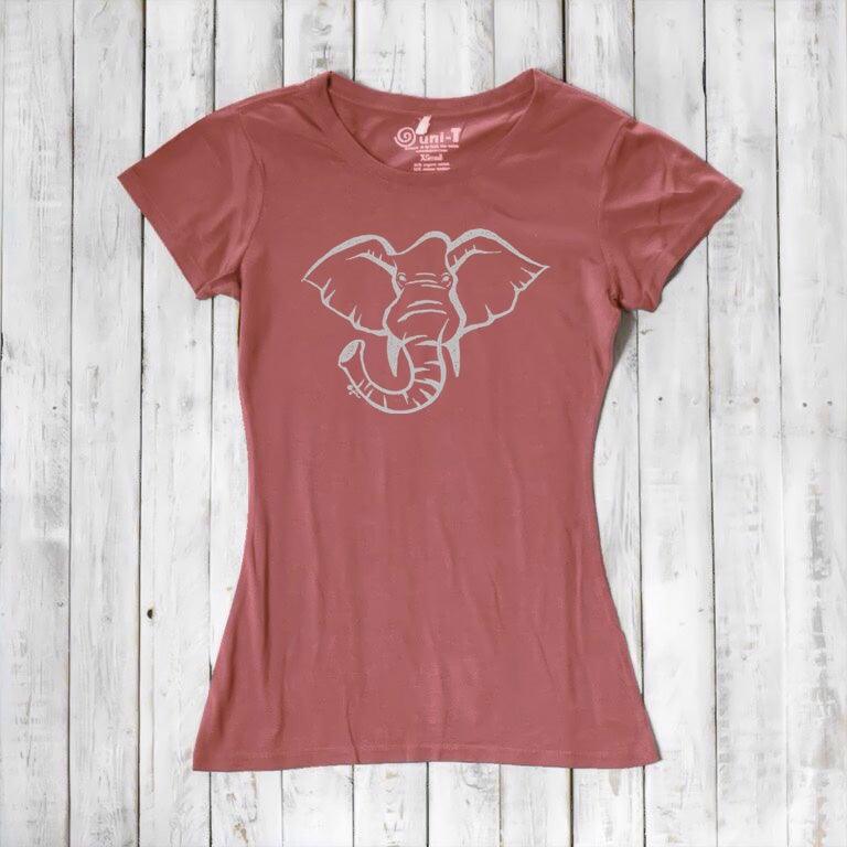 Uni-T Women’s Bamboo Organic Cotton Elephant Graphic Tee – Animal Lover Shirt