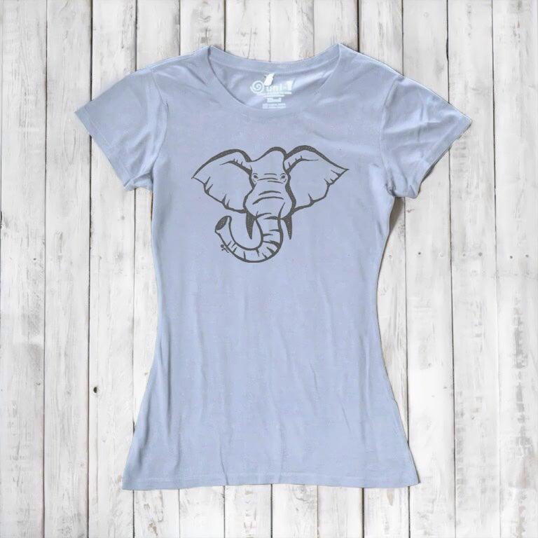 Uni-T Women’s Bamboo Organic Cotton Elephant Graphic Tee – Animal Lover Shirt