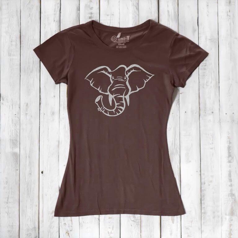 Uni-T Women’s Bamboo Organic Cotton Elephant Graphic Tee – Animal Lover Shirt