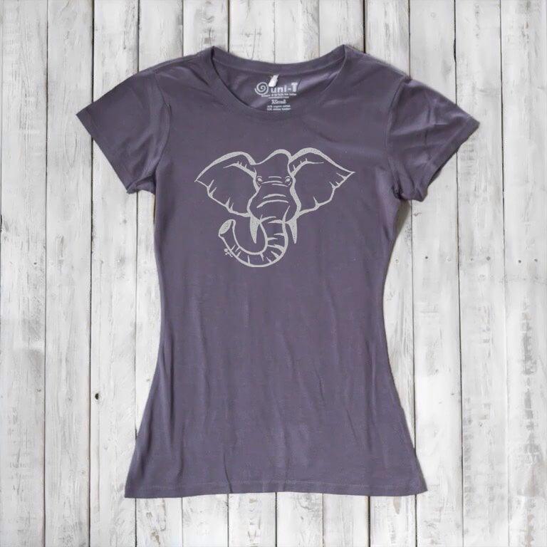 Uni-T Women’s Bamboo Organic Cotton Elephant Graphic Tee – Animal Lover Shirt