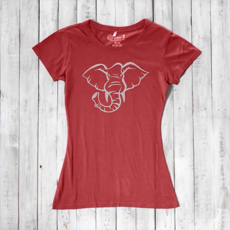 Uni-T Women’s Bamboo Organic Cotton Elephant Graphic Tee – Animal Lover Shirt