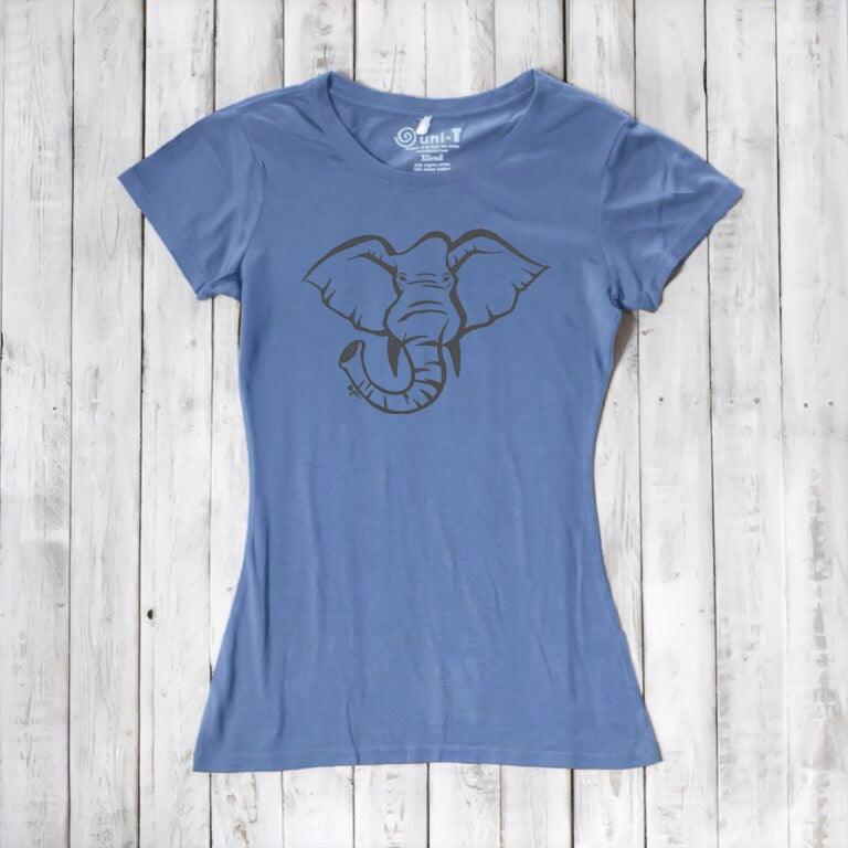 Uni-T Women’s Bamboo Organic Cotton Elephant Graphic Tee – Animal Lover Shirt