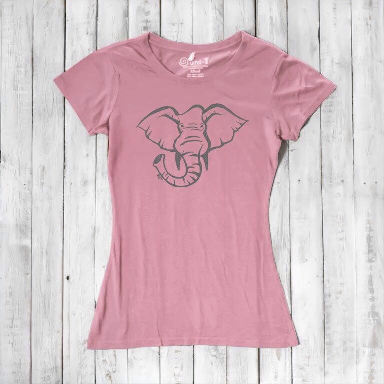 Uni-T Women’s Bamboo Organic Cotton Elephant Graphic Tee – Animal Lover Shirt