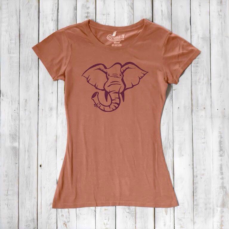 Uni-T Women’s Bamboo Organic Cotton Elephant Graphic Tee – Animal Lover Shirt