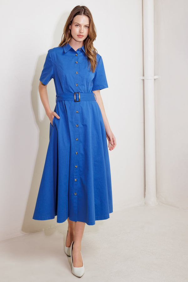 LUXE LIVING BLUE WOVEN MIDI DRESS