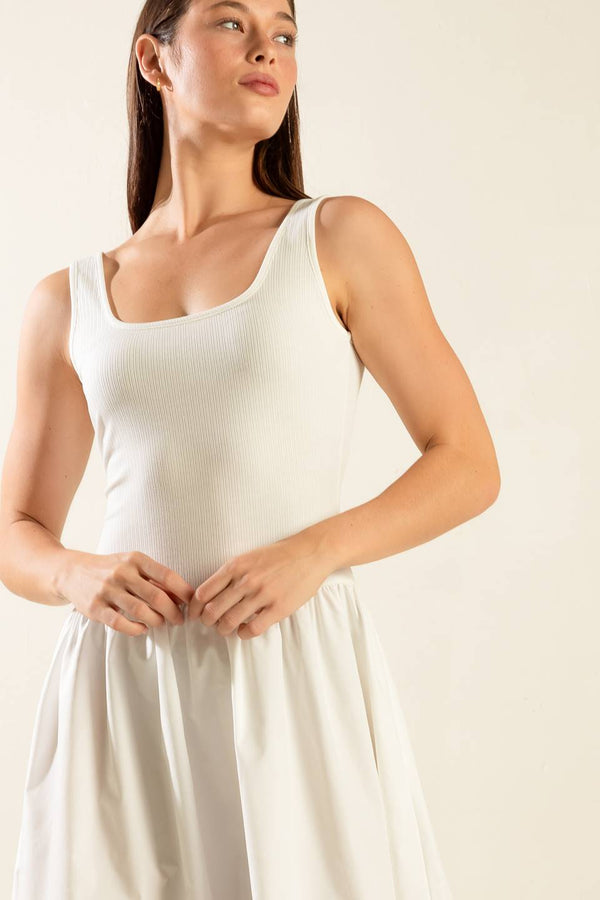 LIGHT UP THE SKY WOVEN MIDI DRESS