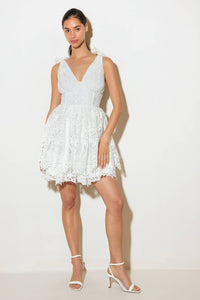 SWEETHEART GINGHAM WOVEN LACE MINI DRESS