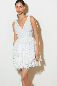 SWEETHEART GINGHAM WOVEN LACE MINI DRESS