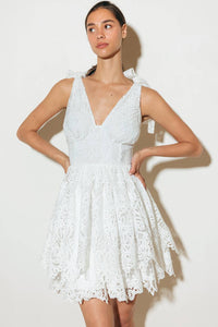 SWEETHEART GINGHAM WOVEN LACE MINI DRESS