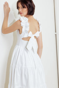 SWEETHEART TIERED ROMANCE WOVEN MIDI DRESS