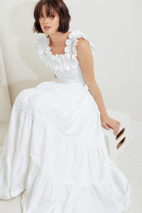 SWEETHEART TIERED ROMANCE WOVEN MIDI DRESS