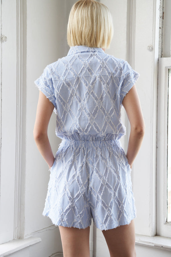 LOST IN THOUGHT WOVEN ROMPER