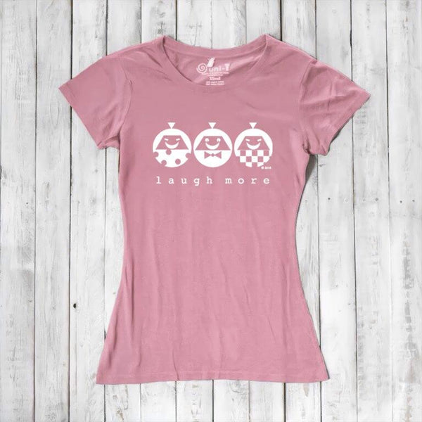 Women's Happy T-shirt - Laugh More Positive Vibes