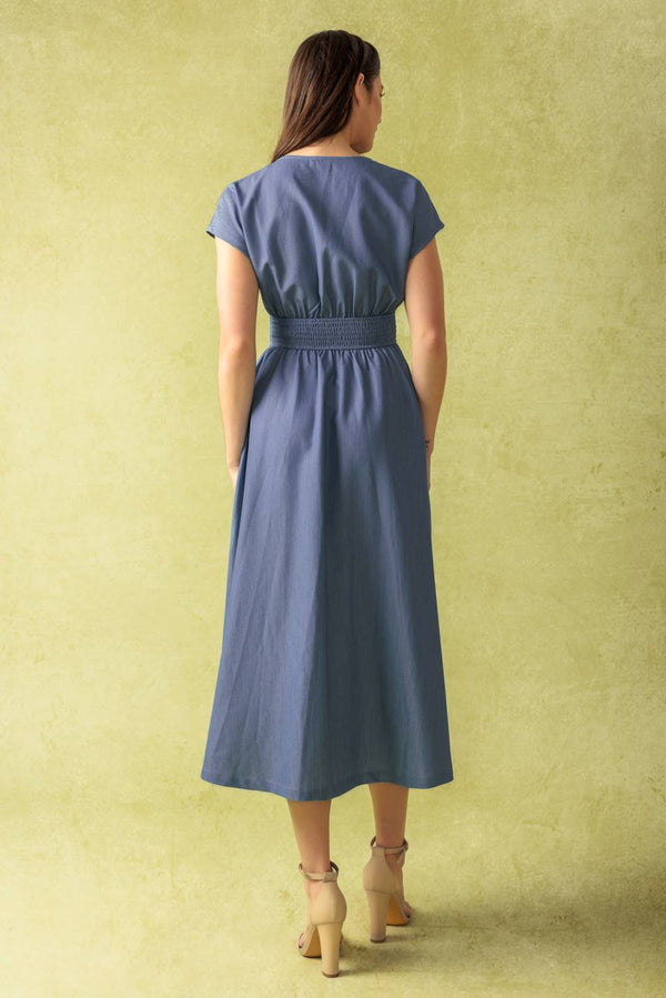 BRIGHT MORNINGS WOVEN MIDI DRESS