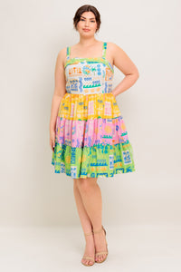 OUT OF OFFICE GREEN WOVEN MINI DRESS