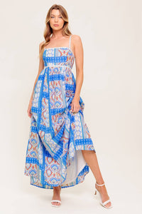 LASTING MAGIC BLUE WOVEN MAXI DRESS