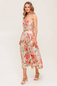 BLUSHING DAWN PINK WOVEN MIDI DRESS