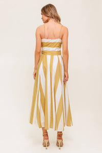 SOFT HORIZON TAUPE WOVEN MIDI DRESS