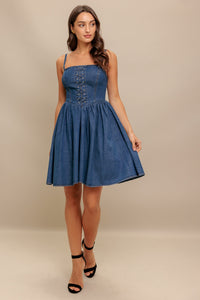 SUMMER RODEO DENIM MINI DRESS