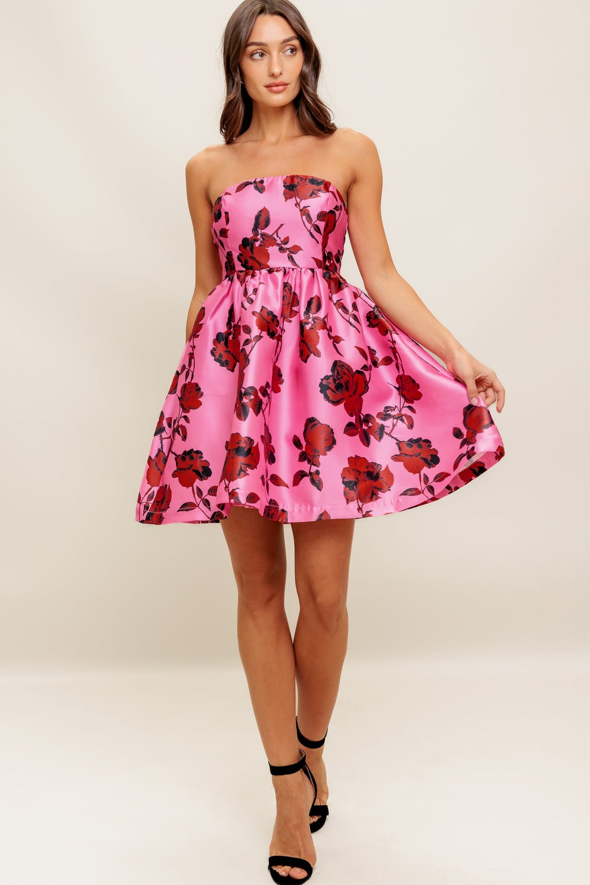 STRAPLESS SEDUCTION WOVEN MINI DRESS
