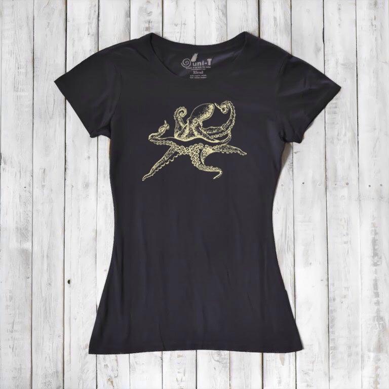 Uni-T Women’s Bamboo Octopus Graphic Tee – Ocean Creature Shirt
