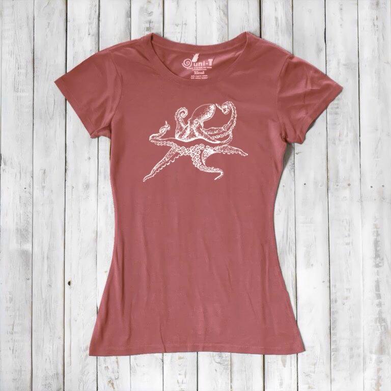 Uni-T Women’s Bamboo Octopus Graphic Tee – Ocean Creature Shirt