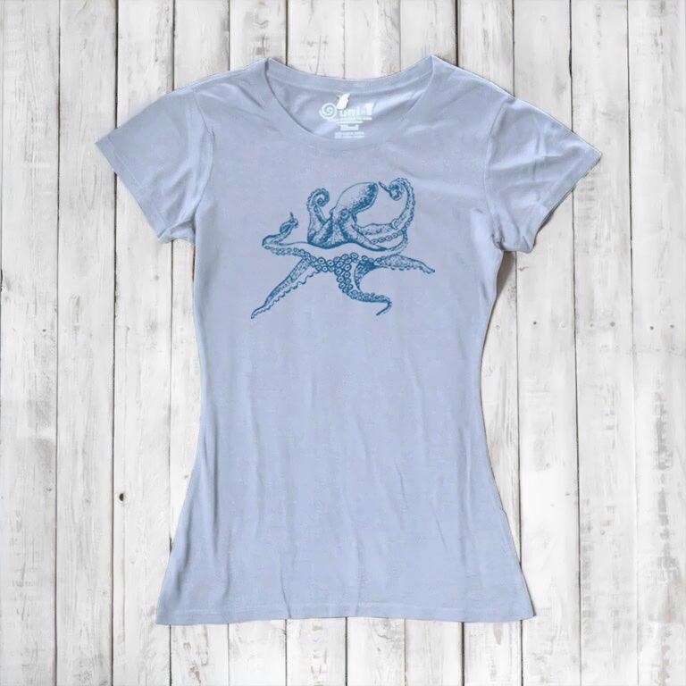 Uni-T Women’s Bamboo Octopus Graphic Tee – Ocean Creature Shirt