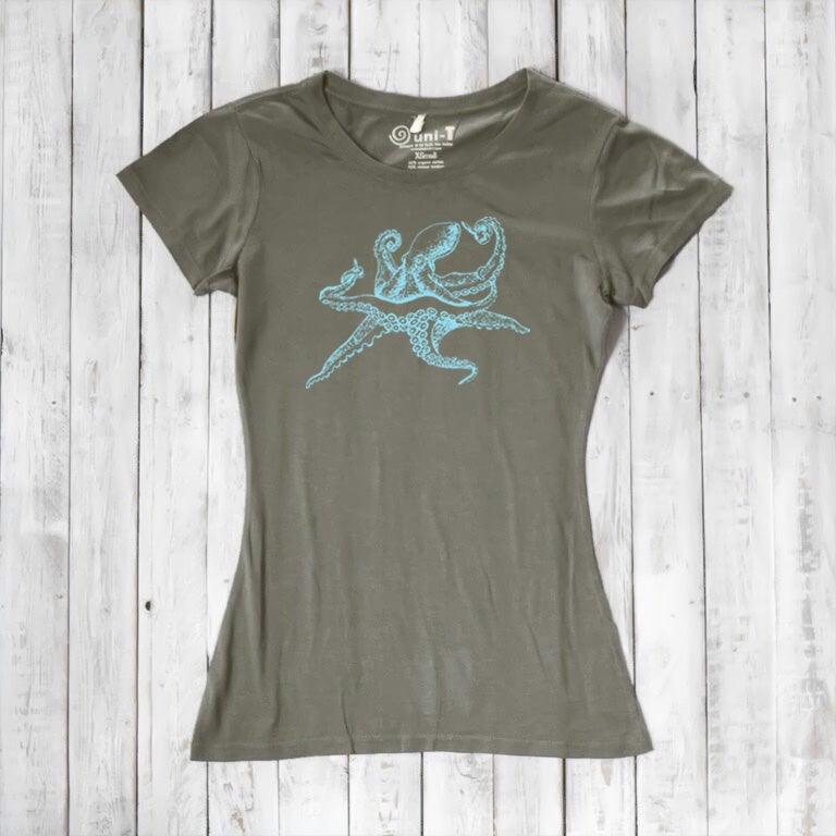 Uni-T Women’s Bamboo Octopus Graphic Tee – Ocean Creature Shirt