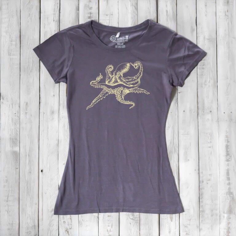 Uni-T Women’s Bamboo Octopus Graphic Tee – Ocean Creature Shirt