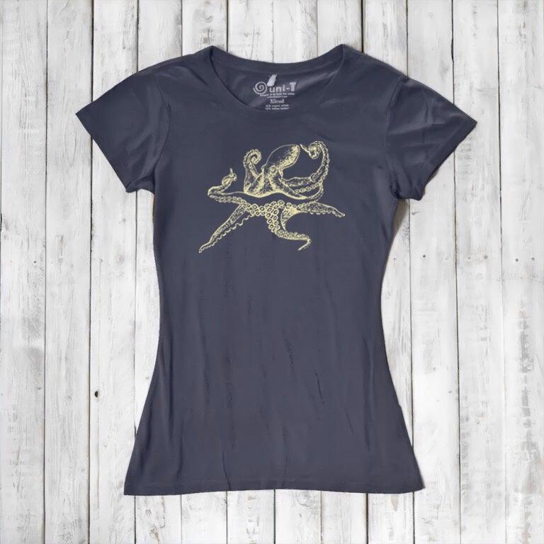 Uni-T Women’s Bamboo Octopus Graphic Tee – Ocean Creature Shirt