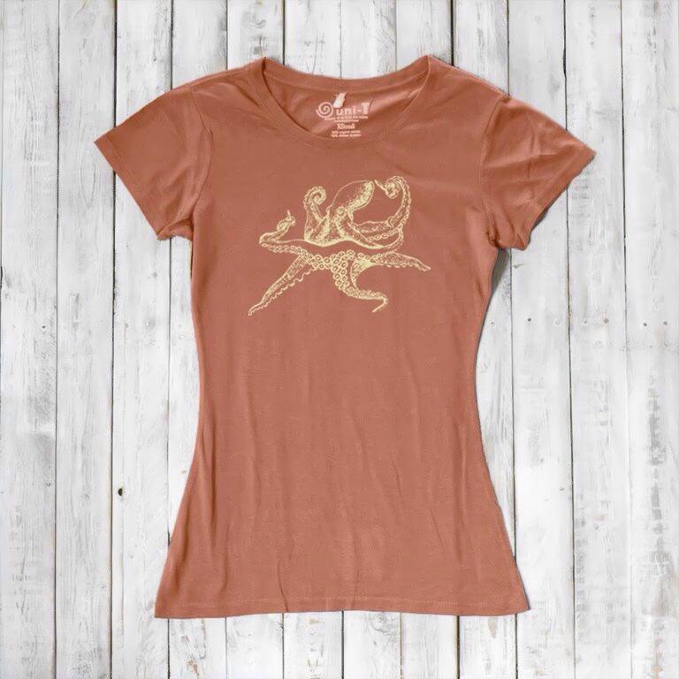 Uni-T Women’s Bamboo Octopus Graphic Tee – Ocean Creature Shirt