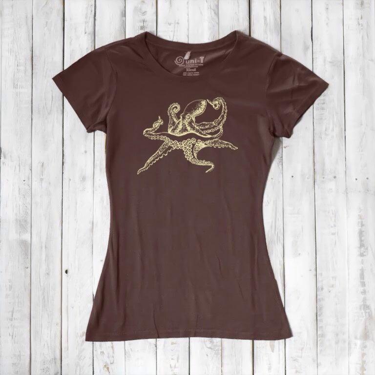 Uni-T Women’s Bamboo Octopus Graphic Tee – Ocean Creature Shirt