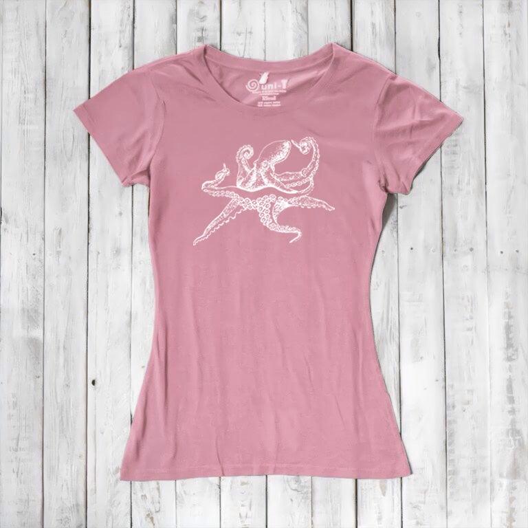 Uni-T Women’s Bamboo Octopus Graphic Tee – Ocean Creature Shirt