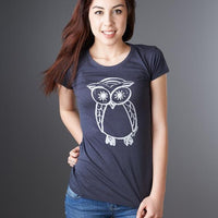 Uni-T Women's Bamboo Owl Graphic Tee – Eco-Friendly Wildlife Top