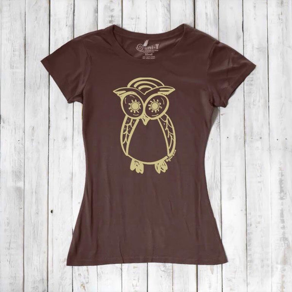 Women's Owl T-shirt - Fashionable Owl Print