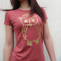 Uni-T Women's Bamboo Owl Graphic Tee – Eco-Friendly Wildlife Top