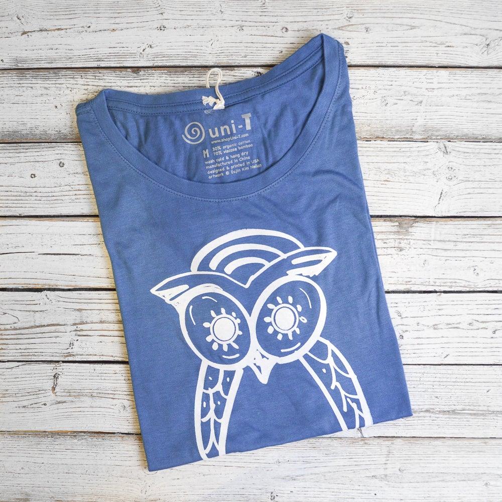 Uni-T Women's Bamboo Owl Graphic Tee – Eco-Friendly Wildlife Top