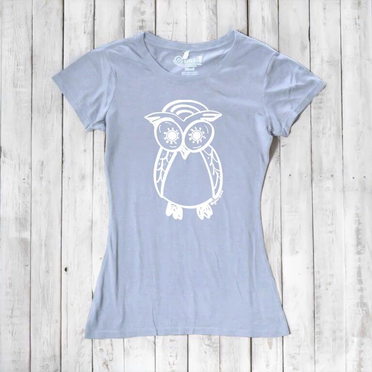Uni-T Women's Bamboo Owl Graphic Tee – Eco-Friendly Wildlife Top