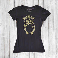 Uni-T Women's Bamboo Owl Graphic Tee – Eco-Friendly Wildlife Top